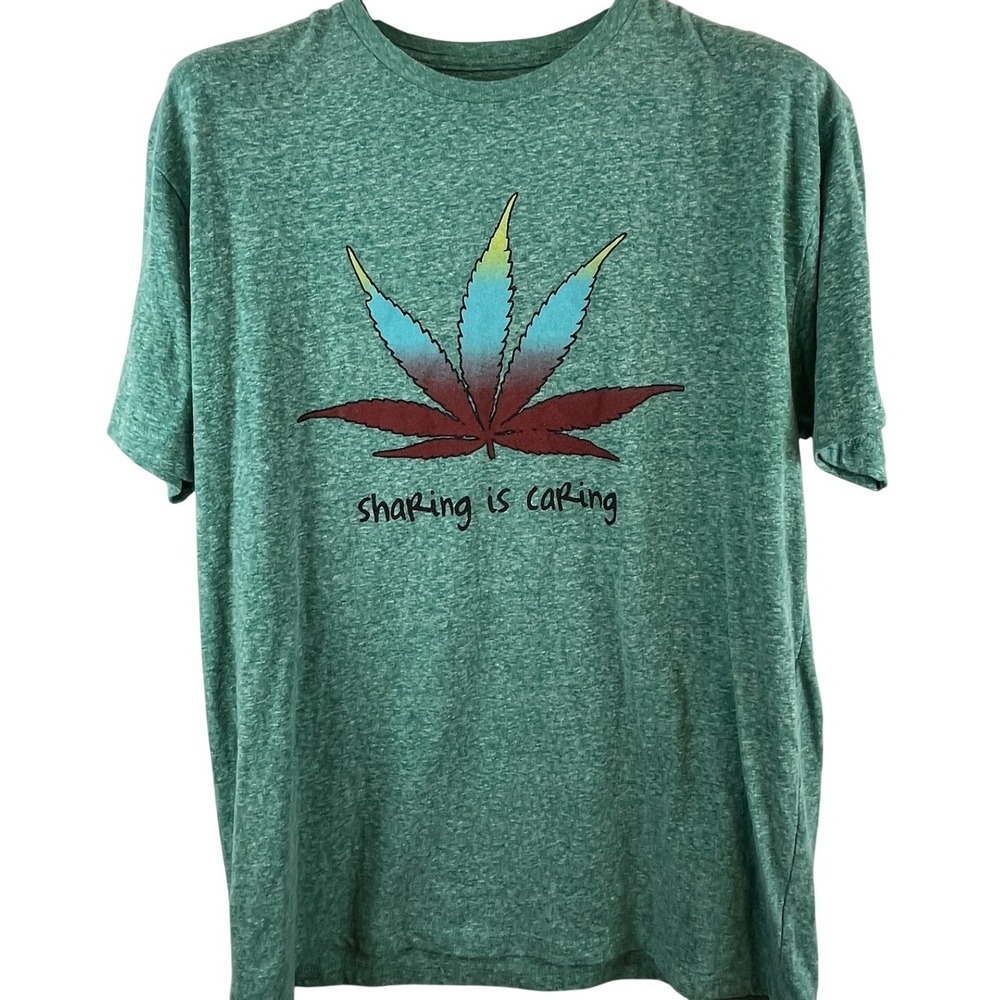 Life Clothing Co XL Graphic T Shirt Sharing Is Caring Leaf Green Short Sleeve